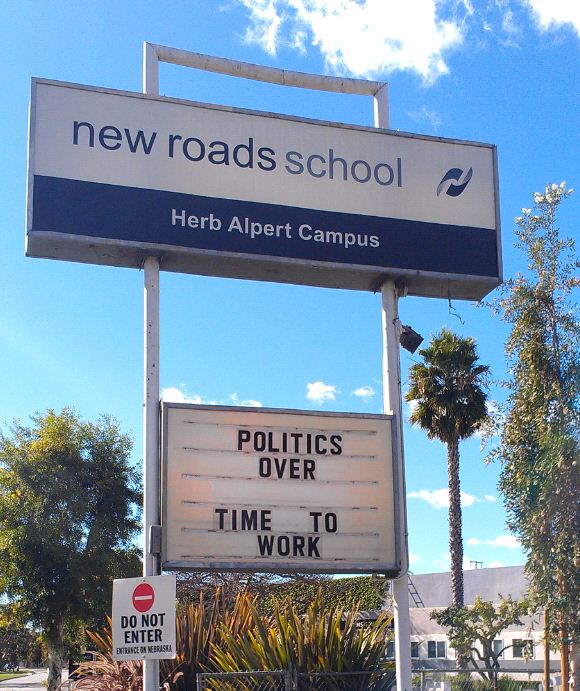 Sign - Santa Monica - New Roads School Back To Work