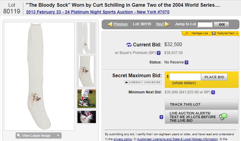 Schilling Bloody Sock Auction