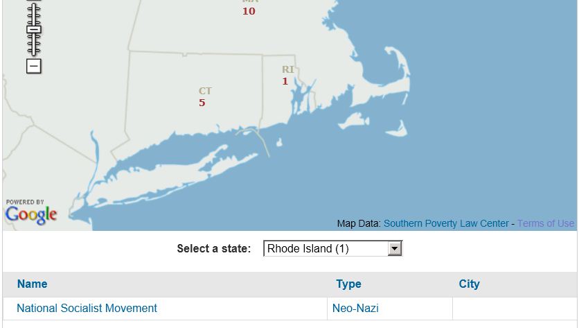 SPLC Hate Map 2011 Rhode Island