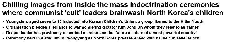 Daily Mail North Korean indoctrination