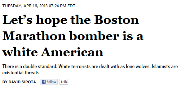 David Sirota - Lets hope Boston Marathon bomber white American