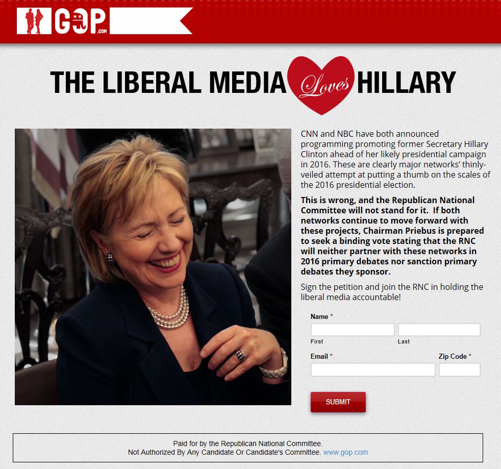 RNC Website re Pro Hillary Media