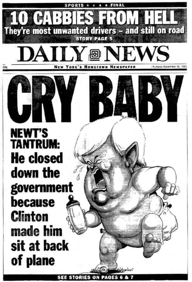 Newt Gingrich Cry Baby Daily News
