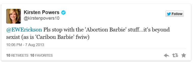 Twitter - Kirsten Powers - Abortion Barbie Sexist