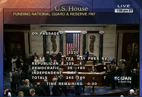 House National Guard Pay Act Vote