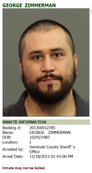 George Zimmerman Mug Shot 11-18-2013