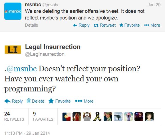 Twitter Legal Insurrection MSNBC Biracial tweet