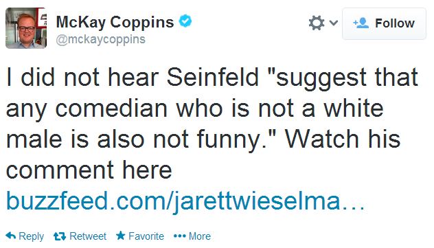 Twitter McKay Coppins Seinfeld Diversity