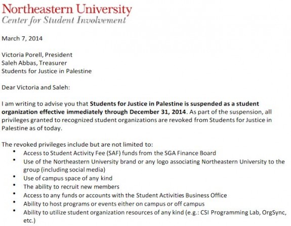 Northeastern SJP Suspension Notice 1