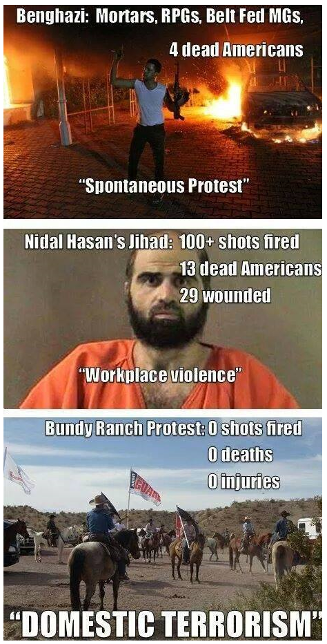 http://youngcons.com/how-liberals-view-benghazi-vs-fort-hood-vs-bundy-ranch-summed-up-perfectly-in-3-pictures/