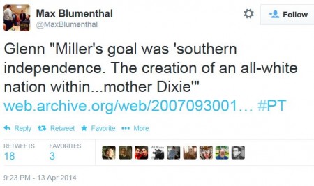 Twitter - Max Blumenthal -- Overland Park Shooter Dixie