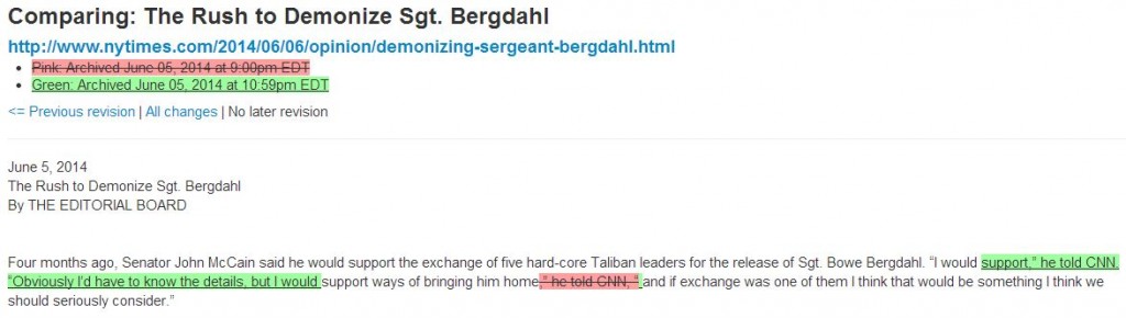 NY Times Rush to Demonize Sgt Bergdahl Archive June 5 2014 10 59 pm