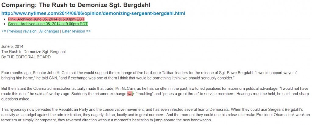 NY Times Rush to Demonize Sgt Bergdahl Archive June 5 2014 9 00 pm