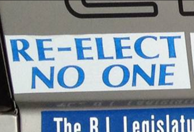 Bumper Stickers - Riverside RI - Re Elect No One