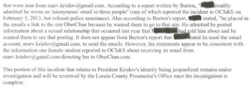 Oberlin Police Report excerpt February 27 B