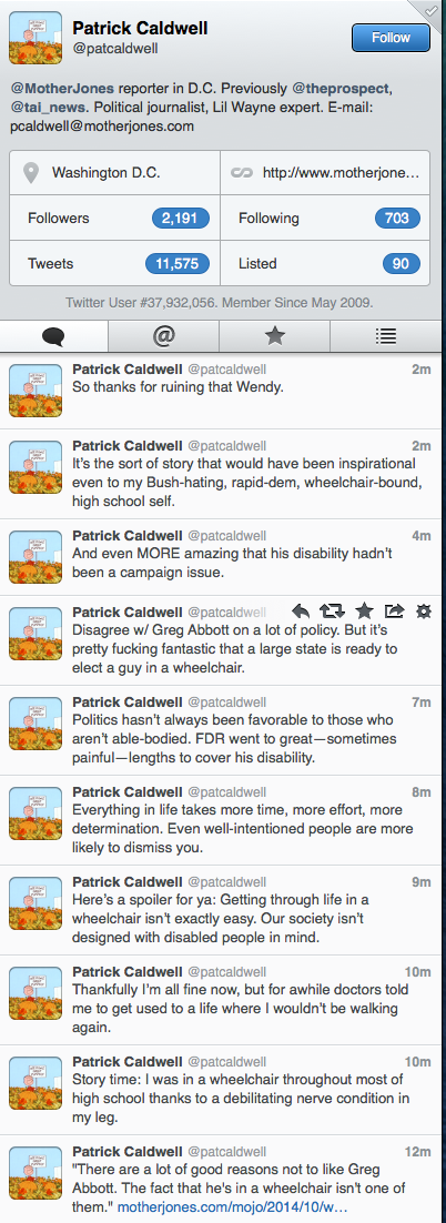 Patrick Caldwell Twitter Wendy Davis Wheelchair Ad
