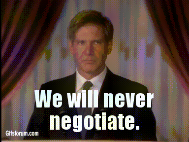 harrison ford we will never negotiate