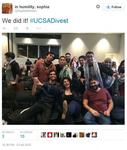 Twitter UC Student Government Anti Israel Students Celebrate