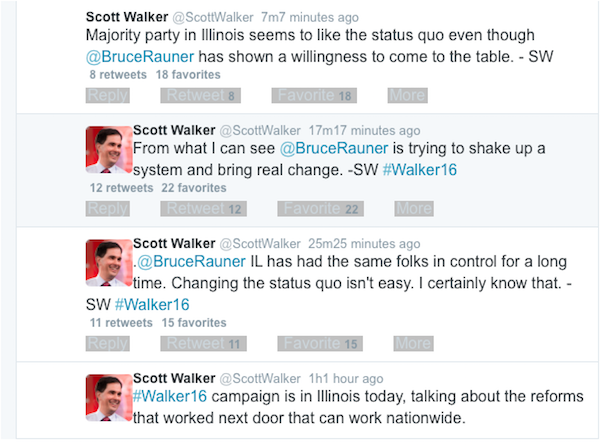 scott walker rauner tweets