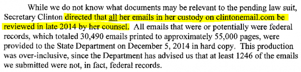 David Kendall letter Clinton Emails 8-12-2015 excerpt
