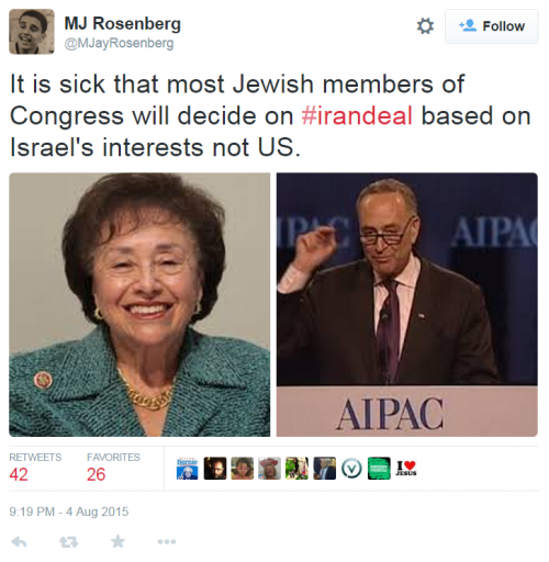 MJ Rosenberg Twitter Schumer Israel Iterests