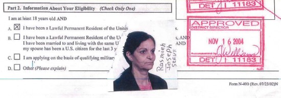 Rasmieh Odeh Case - Naturalization Application - Trial Exh 1A - Photo