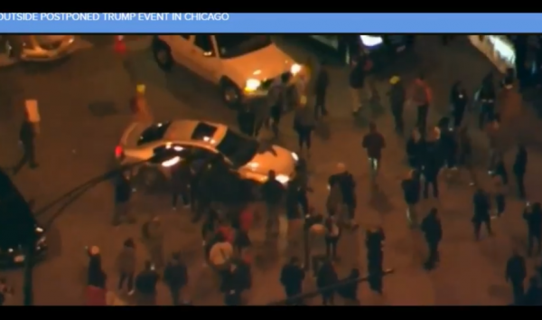 Trump Protest Chicago Outside Surrounding Car