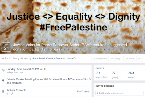 Ithaca JVP, Facebook Passover seder