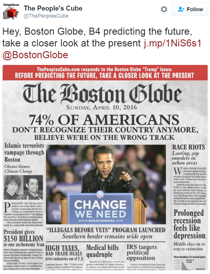 People's Cube Twitter Mock Boston Globe Front Page