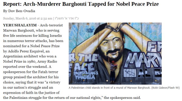 Nobel prize for Barghouti, Esquivel