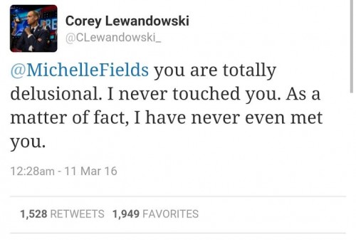 Corey Lewandowski Tweet Never Touched You