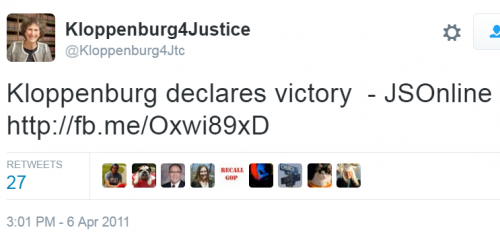 Kloppenburg Declares Victory Tweet 2011