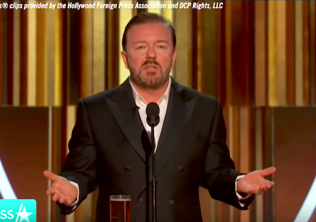 Comedian Ricky Gervais Roasts Hollywood Elite During Epic Golden Globes ...