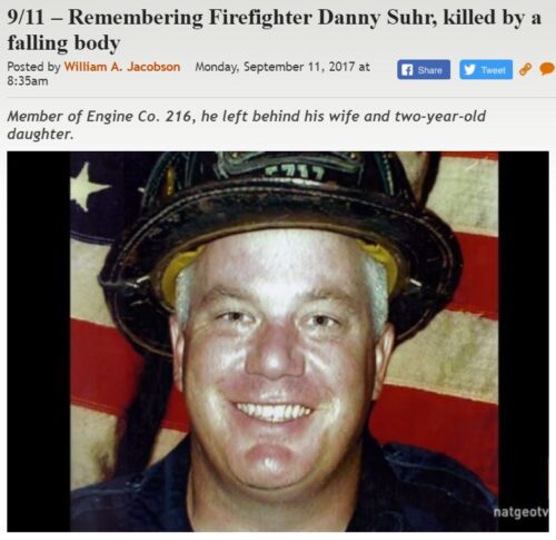 https://legalinsurrection.com/2017/09/911-remembering-firefighter-danny-suhr-killed-by-a-falling-body/