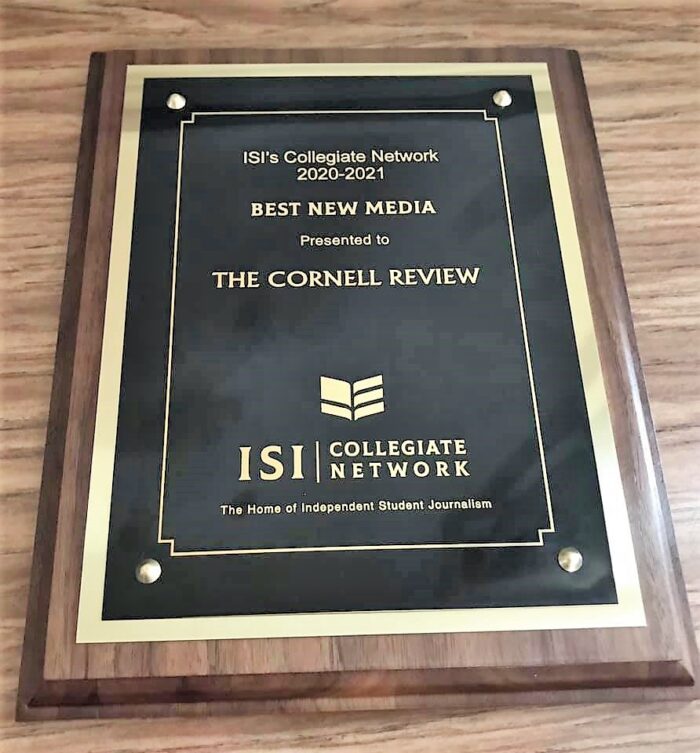 Cornell Review conservative student publication receives prestigious ‘New Media Award’ from