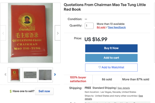 https://www.ebay.com/itm/Quotations-From-Chairman-Mao-Tse-Tung-Little-Red-Book/180702363558?hash=item2a12b33fa6:g:pJgAAMXQbcRQ6VJM